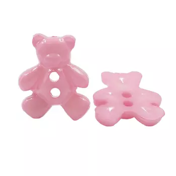 Пуговицы пластик 'Мишка' 30L-19мм, 2 прокола, уп/36 шт (розовый)