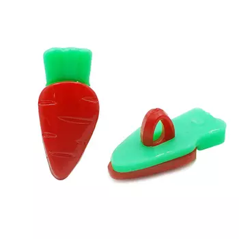 Пуговицы пластик 'Морковка' 28L-18мм, на ножке, уп/36 шт (зеленый/красный)