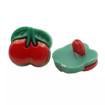 Пуговицы пластик 'Вишенка' 20L-12,5мм, на ножке, уп/36 шт (зеленый/красный)