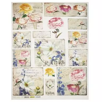 QSIPM019M Декупажная бумага рисовая 'Ботаника', плотность 25 гр./кв.м, 50х70 см, Renkalik