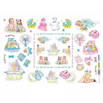 QSIPR144 Декупажная бумага рисовая 'Крещение ребенка', плотность 25 гр./кв.м, 35х50 см, Renkalik