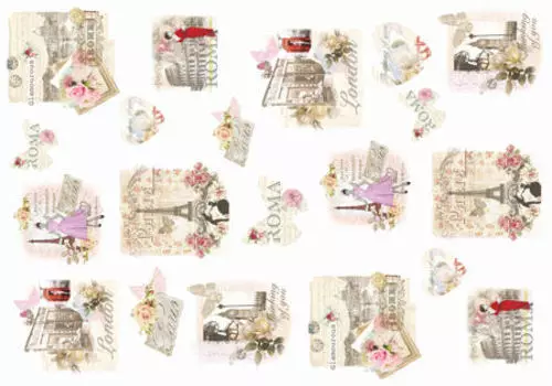 QSIPR264 Декупажная бумага рисовая 'Думаю о тебе', плотность 25г/кв.м, 35х50см Renkalik