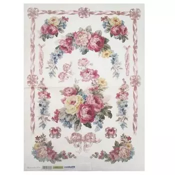 QSIPR274 Декупажная бумага рисовая 'Романтика', плотность 25 гр./кв.м, 35х50 см, Renkalik