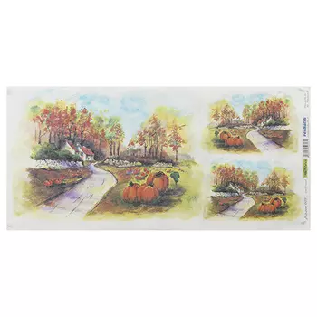 QSITO003T Декупажная бумага рисовая 'Осенний пейзаж', плотность 25г/кв.м, 23х50см Renkalik