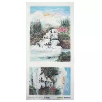 QSITO019T Декупажная бумага рисовая 'Водопад', плотность 25 гр./кв.м, 23х50 см, Renkalik