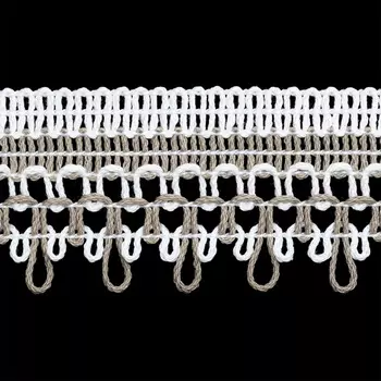 р6407 Тесьма отделочная 35мм*25м (хлопок 83%, полиэфир 17%) одностор. (127 белый со льном)