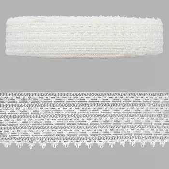 р6563 Тесьма отделочная 65мм*25м (хлопок 65%, полиэфир 35%) одностор. (003 белый)