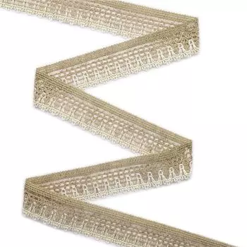 р6965 Тесьма отделочная 30мм*25м (хлопок41%,лен37%,полиэфир21%,полиамид1%) одностор. (201 лен с белым)