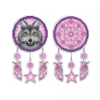 Р-303 Набор для вышивания на пластиковой канве МП Студия 'Ловец снов. Волк' 10*15см