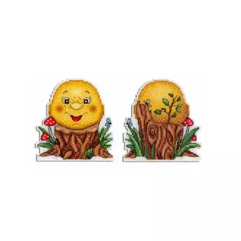 Р-476 Набор для вышивания на пластиковой канве МП Студия 'Румяный колобок'10*10см