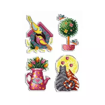 Р-578 Набор для вышивания магнитов на пласт. канве МП Студия 'Времена года.Весна' 7*9см