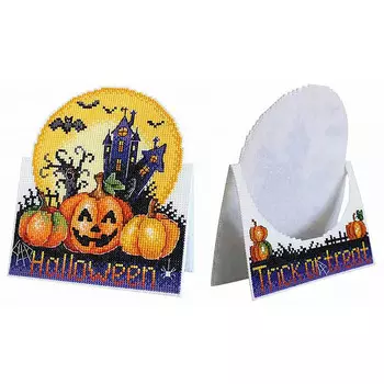 Р-586 Набор для вышивания на пластиковой канве МП Студия 'Открытка. Хэллоуин' 14*19см