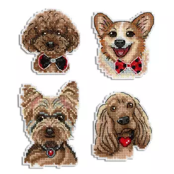 Р-825 Набор для вышивания магнитов на пластиковой канве МП Студия 'Собачки' 9*7см