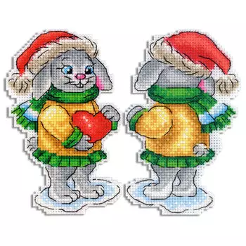 Р-859 Набор для вышивания на пластиковой канве МП Студия 'Зайка с сердечком' 8*13см