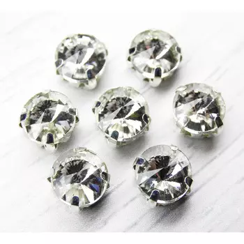 РЦ001НН8 Хрустальные стразы в цапах круглой формы, белый 8 мм, 10 шт. Astra&amp;Craft