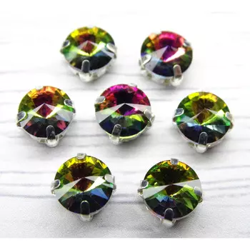 РЦ004НН8 Хрустальные стразы в цапах круглой формы, радужный 8 мм, 10 шт. Astra&amp;Craft