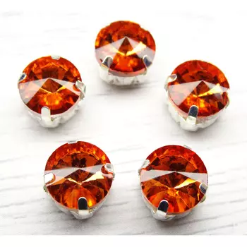 РЦ006НН12 Хрустальные стразы в цапах круглой формы, рыжий 12 мм, 3 шт. Astra&amp;Craft