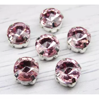 РЦ010НН10 Хрустальные стразы в цапах круглой формы, розовый 10 мм, 5 шт. Astra&amp;Craft
