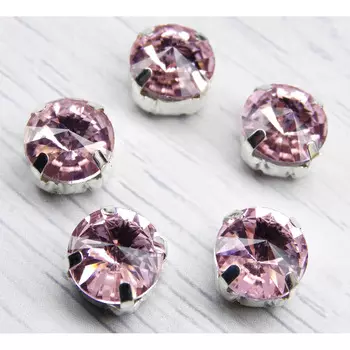 РЦ010НН12 Хрустальные стразы в цапах круглой формы, розовый 12 мм, 3 шт. Astra&amp;Craft
