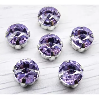 РЦ011НН10 Хрустальные стразы в цапах круглой формы, сиреневый 10 мм, 5 шт. Astra&amp;Craft