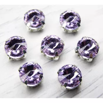 РЦ011НН8 Хрустальные стразы в цапах круглой формы, сиреневый 8 мм, 10 шт. Astra&amp;Craft