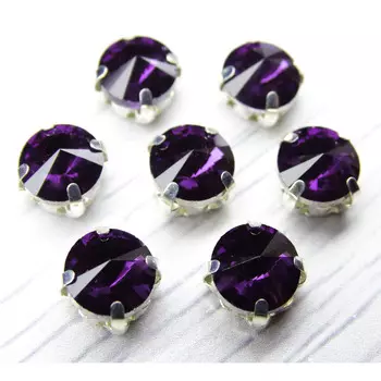 РЦ012НН8 Хрустальные стразы в цапах круглой формы, фиолетовый 8 мм, 10 шт. Astra&amp;Craft