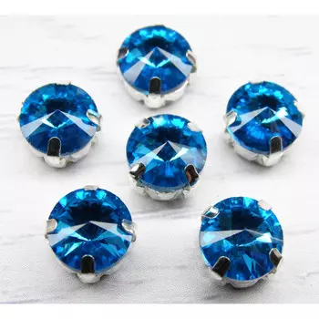 РЦ013НН10 Хрустальные стразы в цапах круглой формы, голубой 10 мм, 5 шт. Astra&amp;Craft