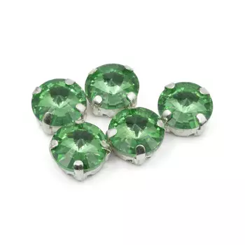 РЦ016НН10 Хрустальные стразы в цапах круглой формы, светло-зеленый 10 мм, 5 шт. Astra&amp;Craft