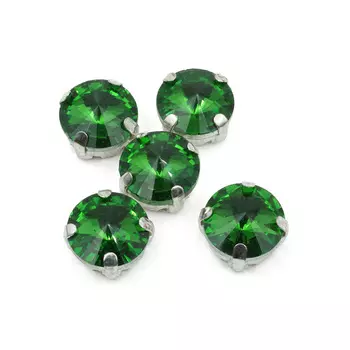 РЦ017НН10 Хрустальные стразы в цапах круглой формы, зеленый 10 мм, 5 шт. Astra&amp;Craft