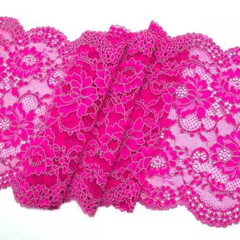 RE00456 Кружево эластичное 21,5см*10м, ярко-розовый