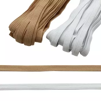 Резинка-продежка (тесьма эластичная) 10 мм (2 мот по 10м), цв. белый, бежевый