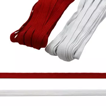 Резинка-продежка (тесьма эластичная) 10 мм (2 мот по 10м), цв. белый, красный