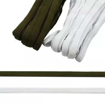 Резинка-продежка (тесьма эластичная) 10 мм (2 мот по 10м), цв. белый, оливковый