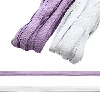 Резинка-продежка (тесьма эластичная) 10 мм (2 мот по 10м), цв. белый, сиреневый