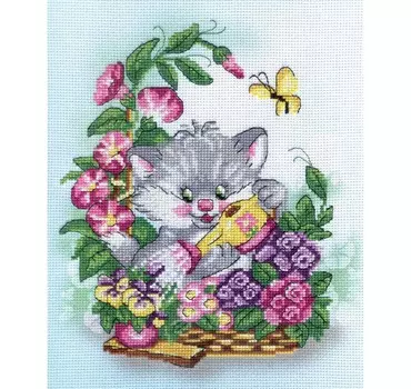 РК-324 Набор для вышивания 'МП Студия' 'Котик с лейкой', 21*26 см