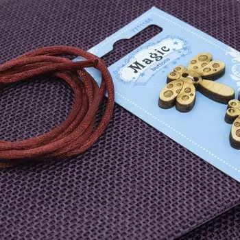 Рогожка 48*45 см с атласным шнуром 1 м, цвет фиолетовый, в деревянные пуговицы