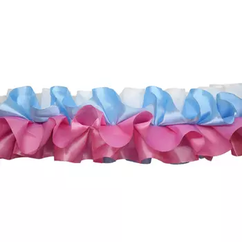 Тесьма-рюш на а/м объемная атлас 10см*3м (бело-розово-голубой)