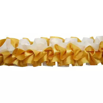 Тесьма-рюш на а/м объемная атлас 10см*3м (золото-айвори)