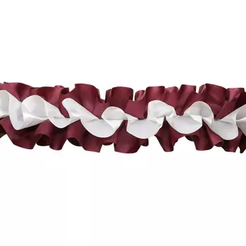 Тесьма-рюш на а/м объемная атлас 10см*3м (бордово-белый)