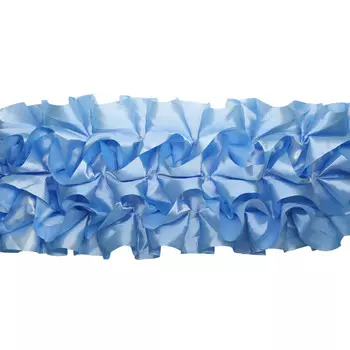 Тесьма-рюш Стрела на а/м атлас 14см*1,5м/1м/1,5мм (голубой)