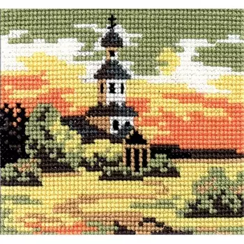 090 Набор для вышивания РС-Студия 'Пейзаж в овале' 15*13 см