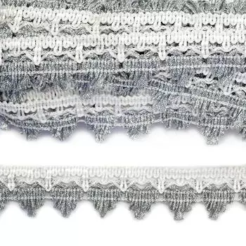 С1208Г7 Тесьма вяз. отделочная 32мм*10м (белый/серебро)