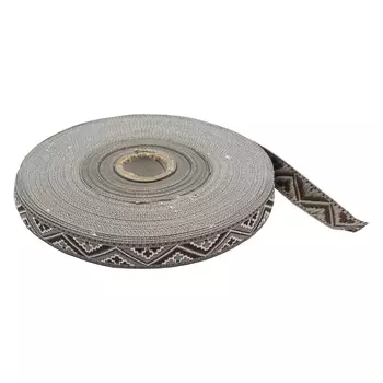 С1851Г17 Лента жаккардовая рис. 9394 18мм*25м (серый/коричневый/белый)