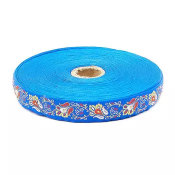 С1852Г17 Лента жаккардовая рис. 8933 24мм*25м (синий/желтый/красный/белый)