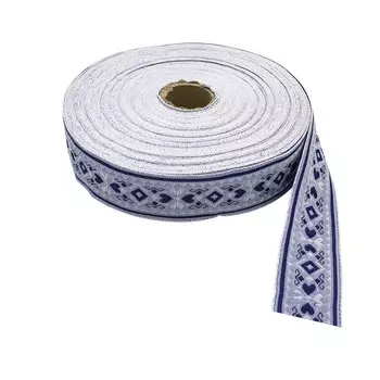 С1853Г17 Лента жаккардовая рис.8977 'Сердечки' 32мм*25м (2 белый/синий)