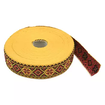 С1853Г17 Лента жаккардовая рис. 9472 32мм*25м (желтый/красный/черный)