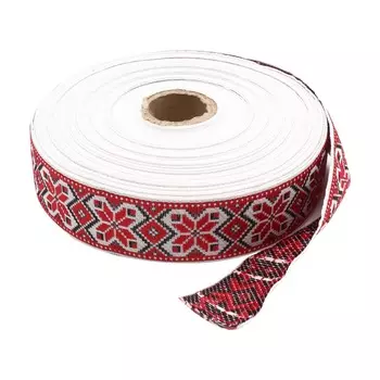 С1853Г17 (С3774Г17) Лента жаккардовая рис.9624 32мм*25м (1 белый/красный/черный)