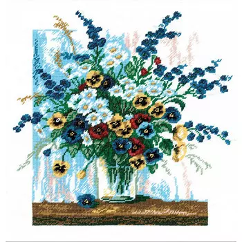 258 Набор для вышивания РС-Студия 'Анютины глазки в стакане' 29*30 см