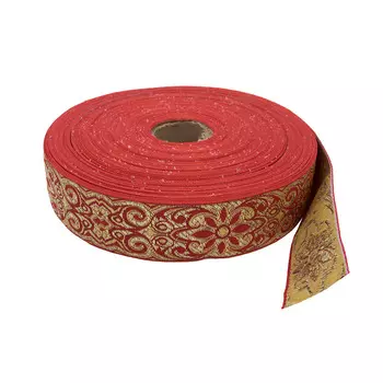 С3104Г17 Лента жаккардовая с метанитом рис. 9171 32мм*25м (11 красный/желтый/золото)