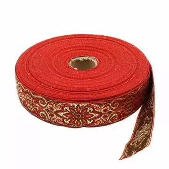 С3104Г17 Лента жаккардовая с метанитом рис. 9171 32мм*25м (12 красный/коричневый/золото)